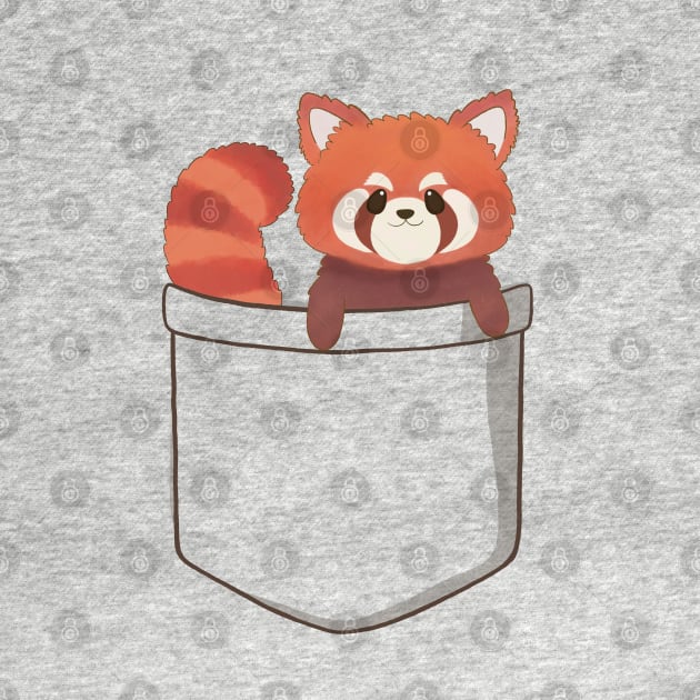 Cute Red Panda in a Pocket by awesomesaucebysandy